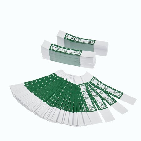 MOOLAH Self-Sealing Currency Bands, Green, $250, Case of 20000 729200250GC